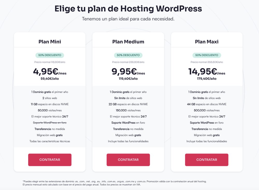 Precio Webempresa sin descuento